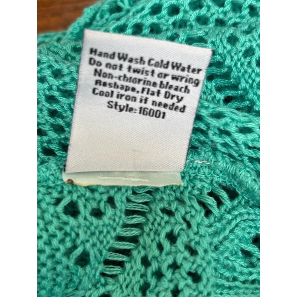 Keren Hart Crochet Open-Front Vest in Teal Women’s S - Picture 6 of 7